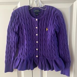 Polo Ralph Lauren Girls’ Cable-Knit Cotton Cardigan size 5